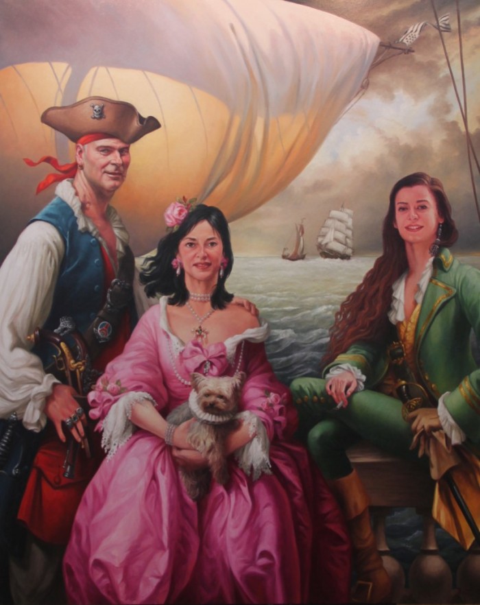 Pirates portrait collectif de le famille  herry oil on canvas 162 x 130 cm
